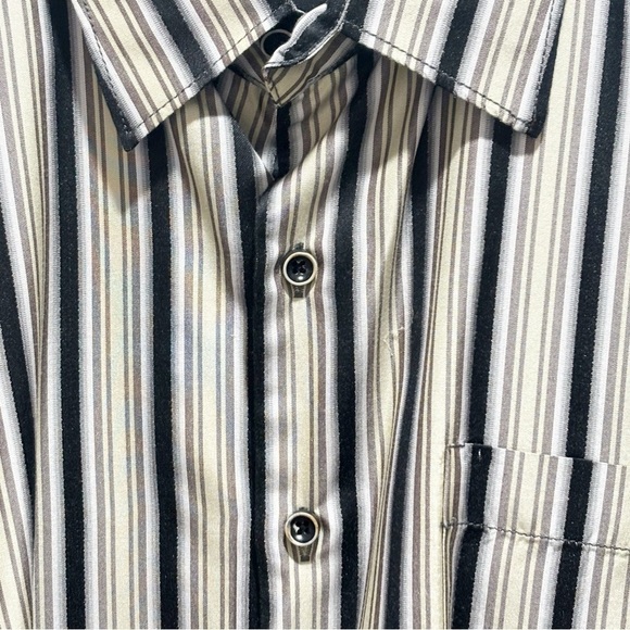 TOMMY BAHAMA Men’s Gray Black Vertical Stripe Long Sleeve 100% Silk Shirt Sz XL - Picture 4 of 10